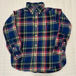 Ralph Lauren Plaid Button Down Long Sleeve Shirt Boys Size 4/4T Polo Pony EUC